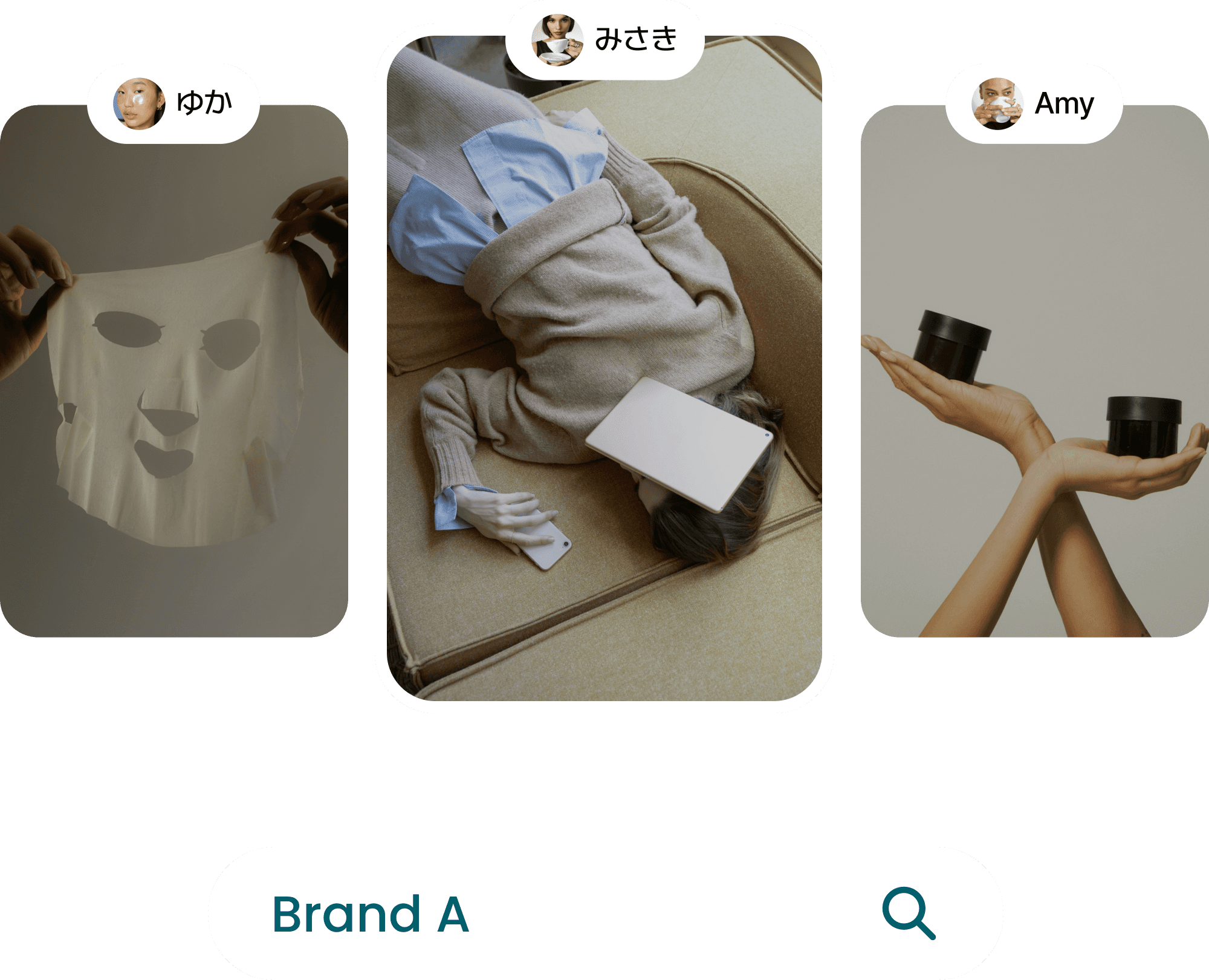 브랜드 검색 화면에 나열된 트렌드세터 프로필 사진